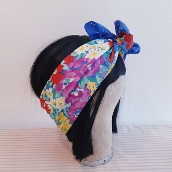 Oroton Italian Floral Scarf with Polka Dot Border - Picture 2 of 8